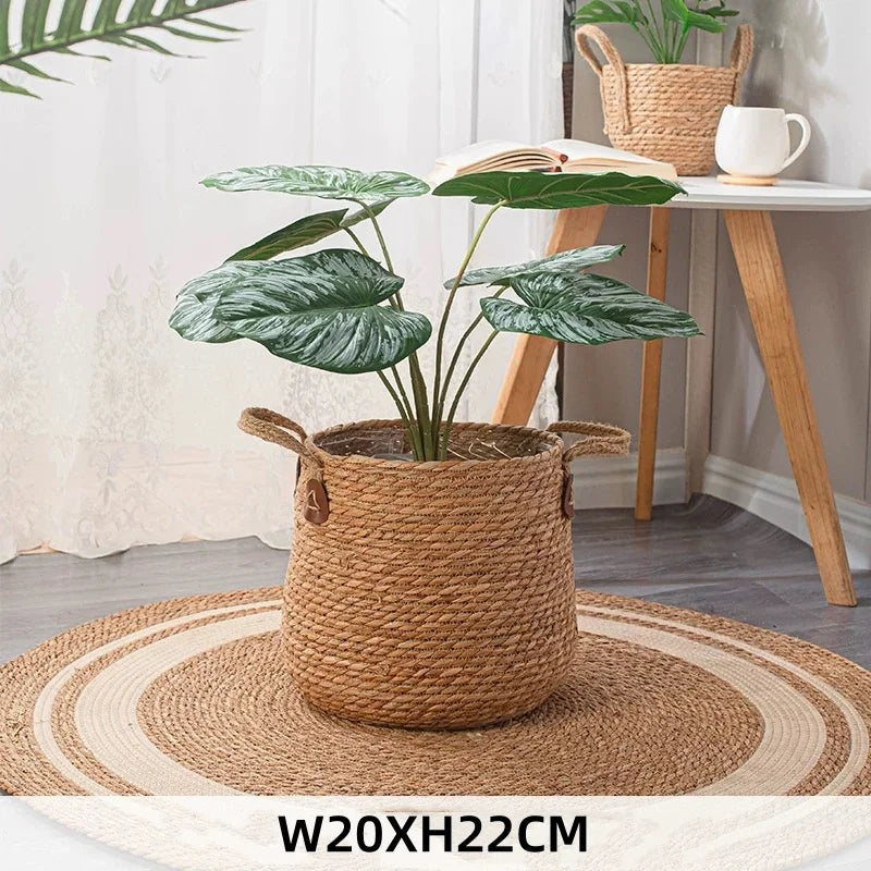 paniers rangement rotin marron clair tressé réutilisables pliables boho chic 20 25 30cm
