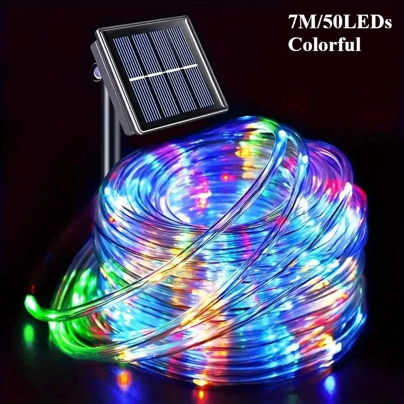 guirlande lumineuse solaire led multicolore moderne 7m 50leds 12m 100ledsextérieur festive decoration noel
