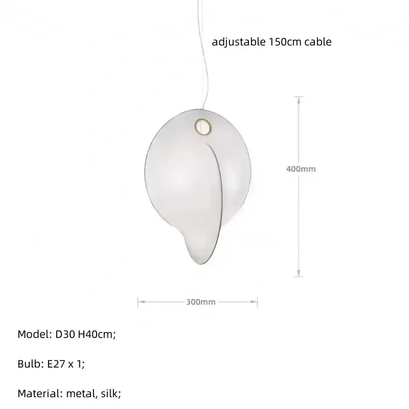 suspension luminaire moderne soie blanche organique minimaliste salon chambre hall