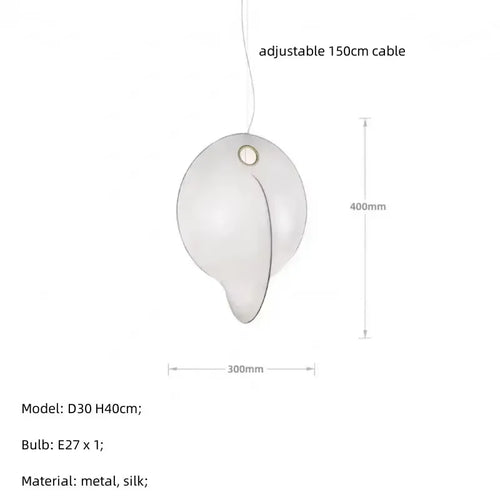 suspension luminaire moderne soie blanche organique minimaliste salon chambre hall