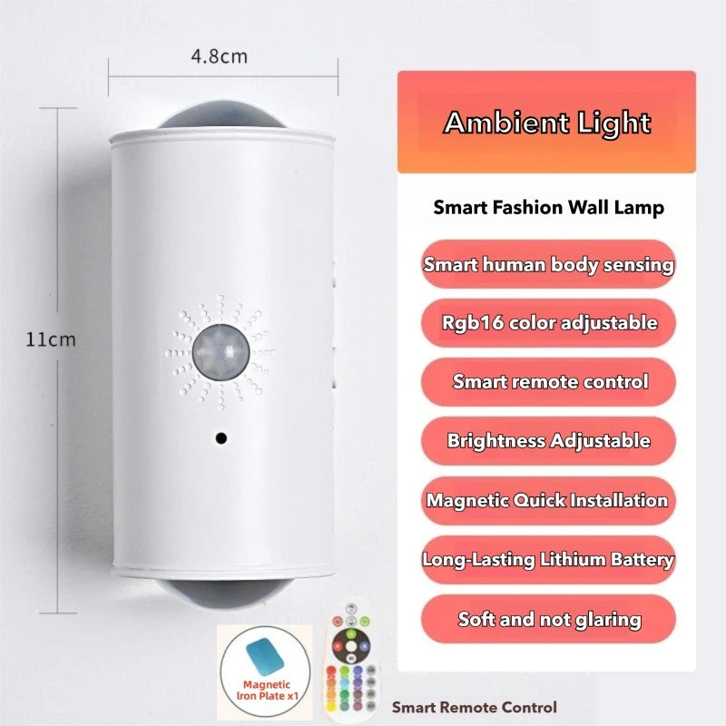 lampe nuit intelligente led aimantée rechargeable usb blanc moderne veilleuse chambre couloir festives rgb