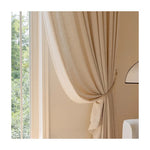 rideaux polyester texture lin beige clair modernes opaques ruban fixation maison
