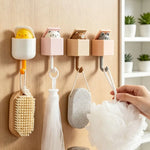 crochet mural adhésif figurine animaux chat ours canard salle bain