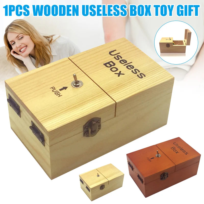 boîte bijoux bois naturel classique bouton fermeture useless box merry christmas marrie me