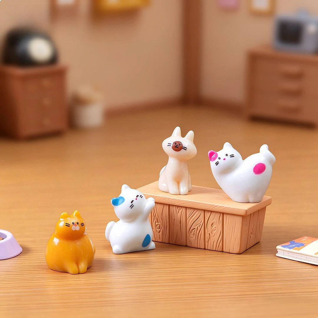 figurines chats blanc orange bleu rose cartoon mignon décoration intérieure bricolage jardin féerique accessoires