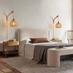 lampe murale suspendue tressée abatjour bois bohème rustique scandinave éclairage quotidien beige clair marronclair