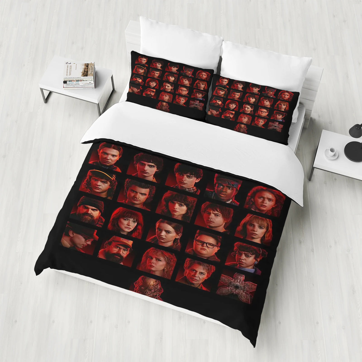 Détail de l'impression Stranger Things sur housse de couette