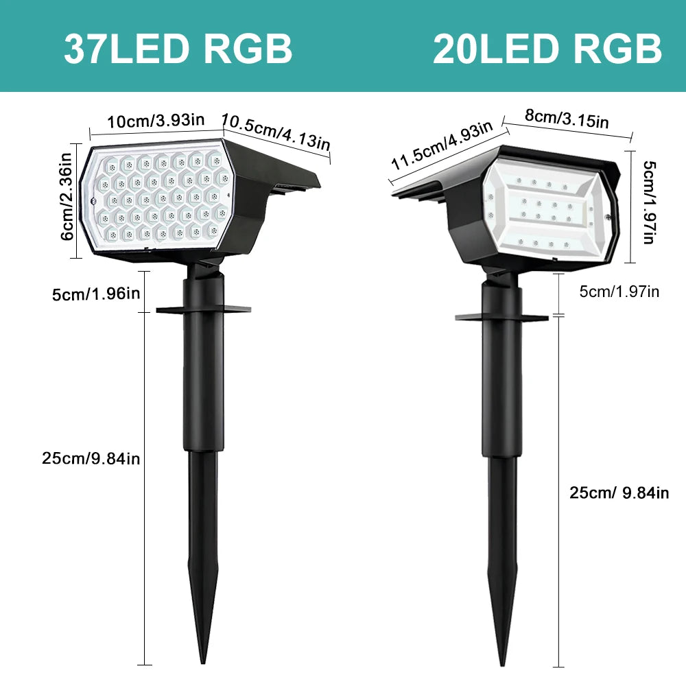projecteur solaire extérieur led rgb ip65 moderne 37led 20led carré opaque jardin couloir
