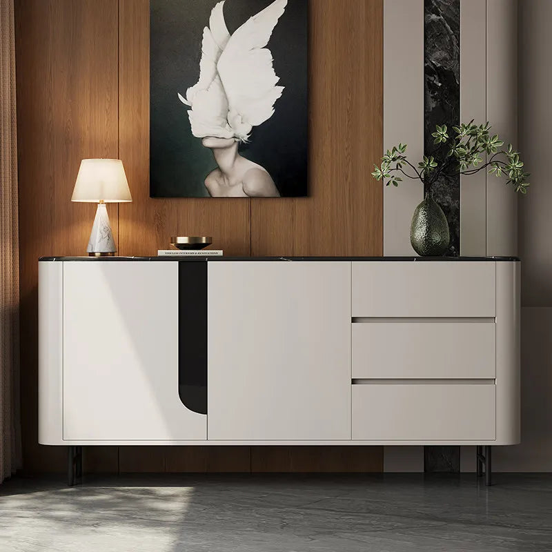 armoire rangement moderne blanche tiroirs pieds noirs meuble salon organisation décoration minimalistechairs