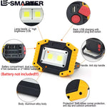 projecteur led multifonctionnel industriel jaune noir compartiment piles usb