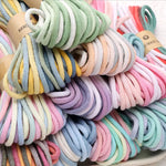 corde coton 10mètres 3mm rayures horizontales rose blanc gris vert bleu orange jaune texturée