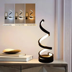 lampe table spirale led noire moderne veilleuse intensité variable télécommande chambre coucher