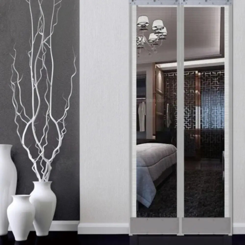 rideau porte pliable gris maille fine moderne résistant moustiques