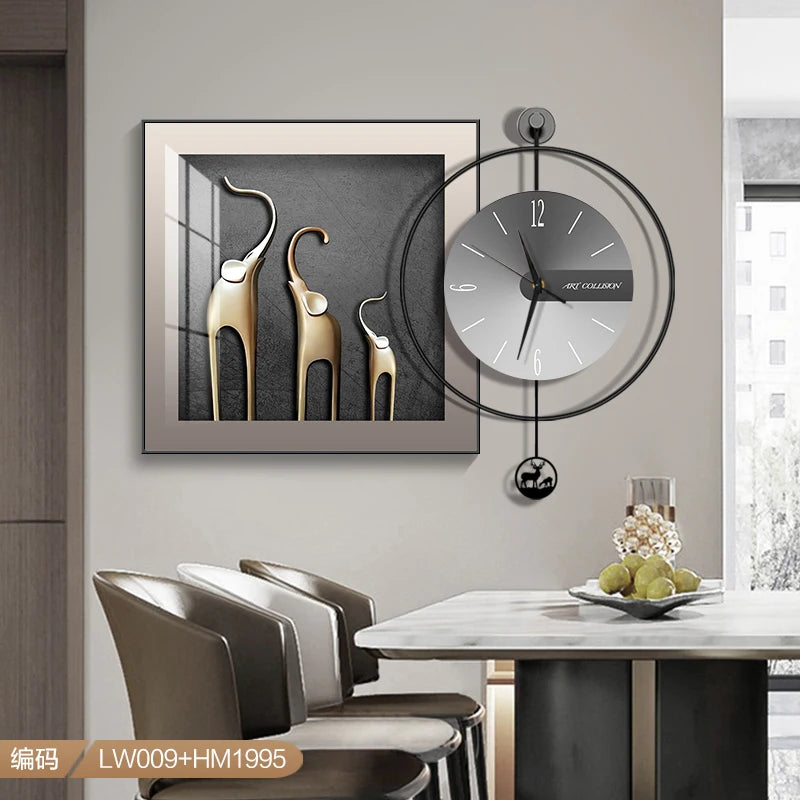 horloge murale moderne métal cadre décoratif salon maison aiguille silencieuse grande taille