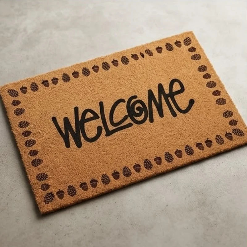 tapis d'entrée marron clair welcome moderne antidérapant résistant décoloration 50x30cm 60x40cm