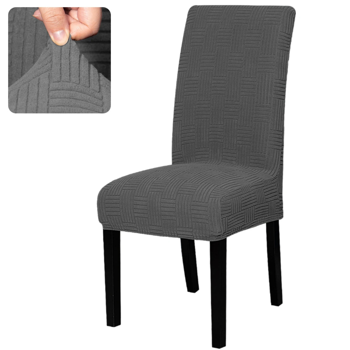 housses chaise marron rayures diagonales moderne elasthanne polyester 45 60cm 35 48cm 10cm