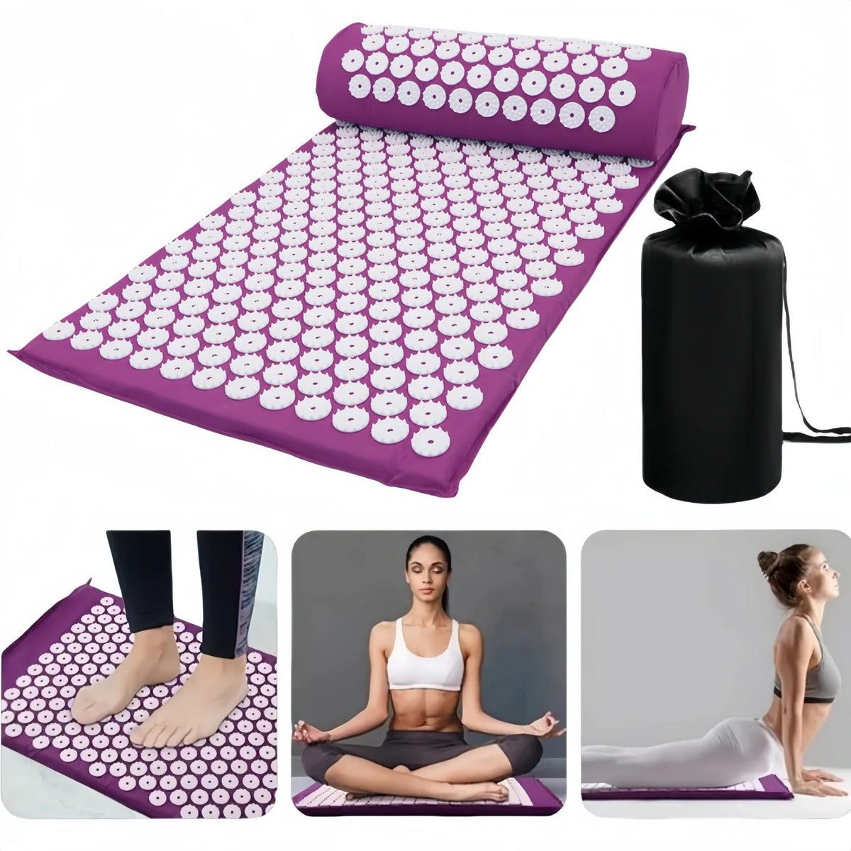 tapis massage acupression violet points blancs soulagement douleur relaxation stress moderne fitness yoga