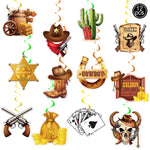 guirlande décorative thème western cowboys chevaux cactus bandanas happy birthday multicolore