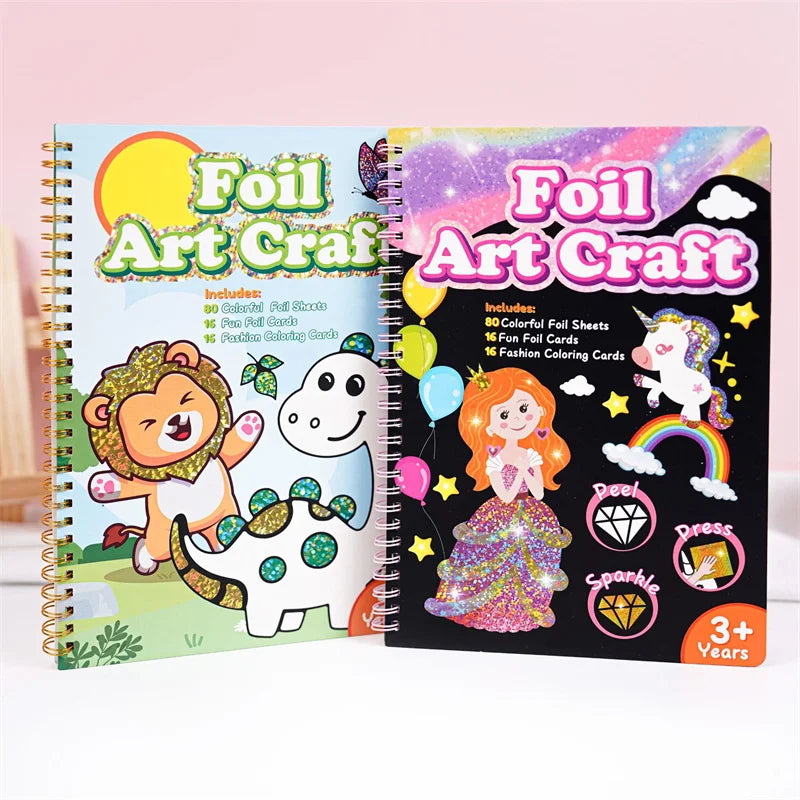 feuilles métal colorées animaux glitter cartes colorier mode créatif enfantin spirale 80 feuilles 32