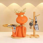 support clés cerf doré plateau rangement moderne orange bleu decoration festive