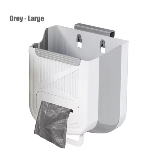 poubelle pliable suspendre porte armoire gris rose vert rayures clips moderne sac poignée