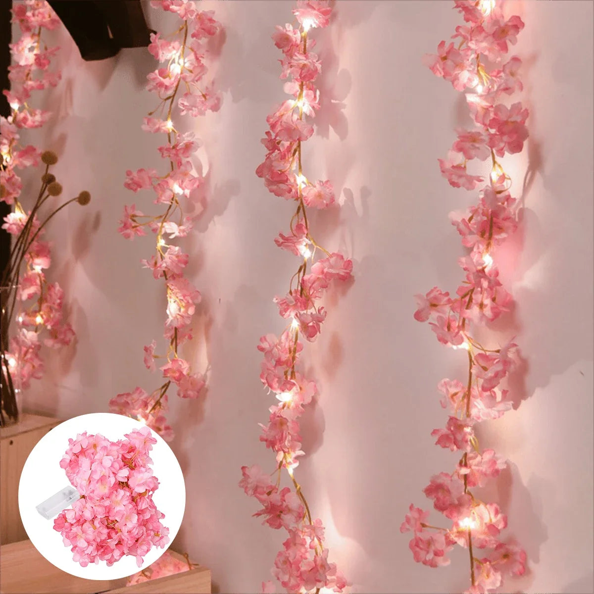 guirlande fleurs cerisier led rose doré decoration chambre mariage vacances erotique floral japonais