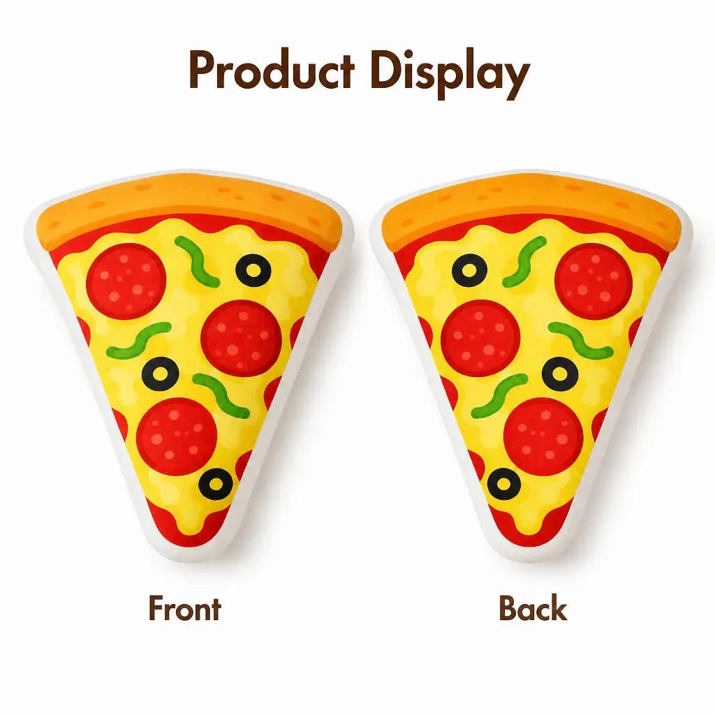 coussin 3d forme pizza pepperoni olives fromage salon blanc rouge vert jaune