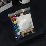 tableaux miniatures peinture huile fleurs blanches toile pré dessinée outils peinture palette pinceaux boite