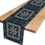 chinois table bleu marine blanc motifs géométriques symboles tissu lin ethnique traditionnel
