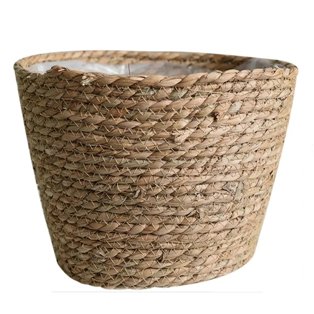 panier tissé motif géométrique rustique intérieur extérieur plantation plante décoration naturelle