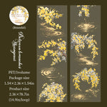 rubans décoratifs transparents fleurs feuilles adhésifs naturels floral vert blanc violet rose jaune