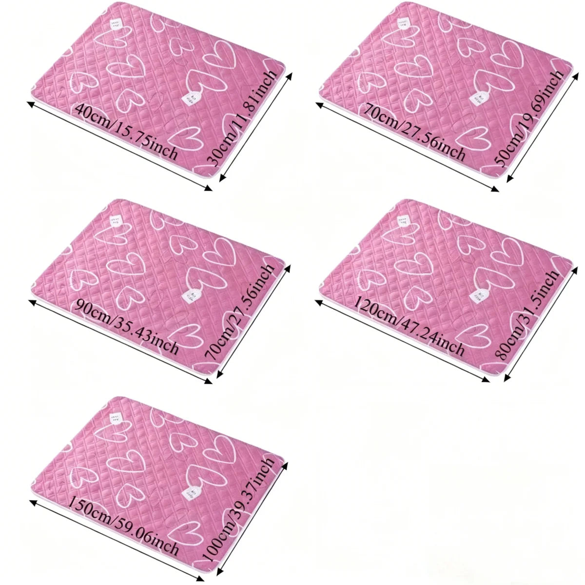 tapis changement imperméable rose coeurs blancs moderne protège lit anti bactéries 70cm 90cm