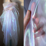 tissu organza transparent brillant polyester polyvalent mariage décoration table moderne élégant vert rose bleu