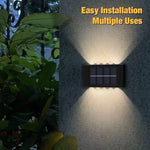 appliques murales solaires led noires decoration extérieure moderne panneaux solaires intégrés ip65