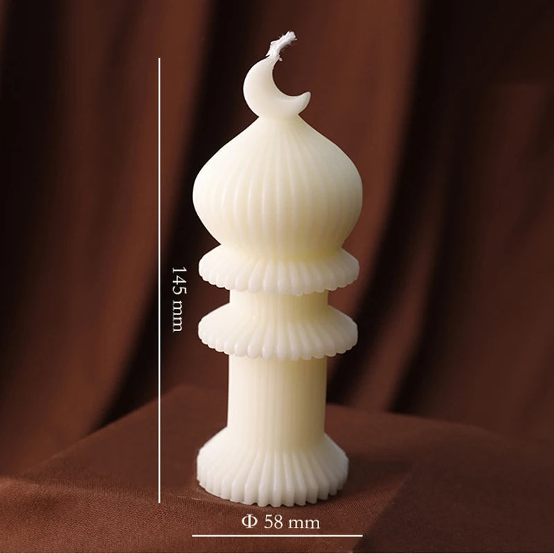 bougies aromathérapie blanches rayures architecturales classiques opaques İslam festival decoration