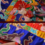 rideau ethnique handmade motifs floraux brodés pompons couleurs vives traditionnel clips fixations