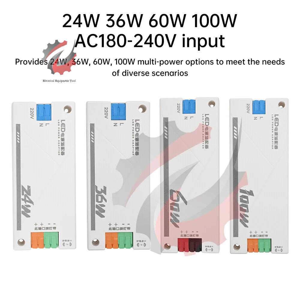 alimentation électrique led 24v blanc transformateur bornes etiquettes 74w 36w 60w 100w