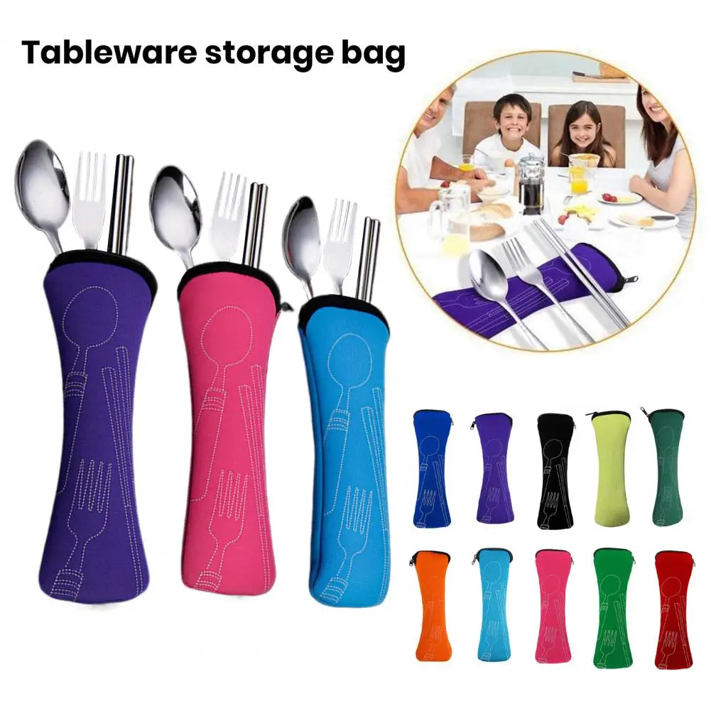 sac rangement couverts fourchettes cuillères couteaux polyestor rouge noir bleu rose vert simple moderne