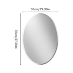Miroir ovale élégant de 50 cm de largeur et 70 cm de hauteur, parfait pour compléter l'aménagement de votre salle de bain ou de votre espace de maquillage.