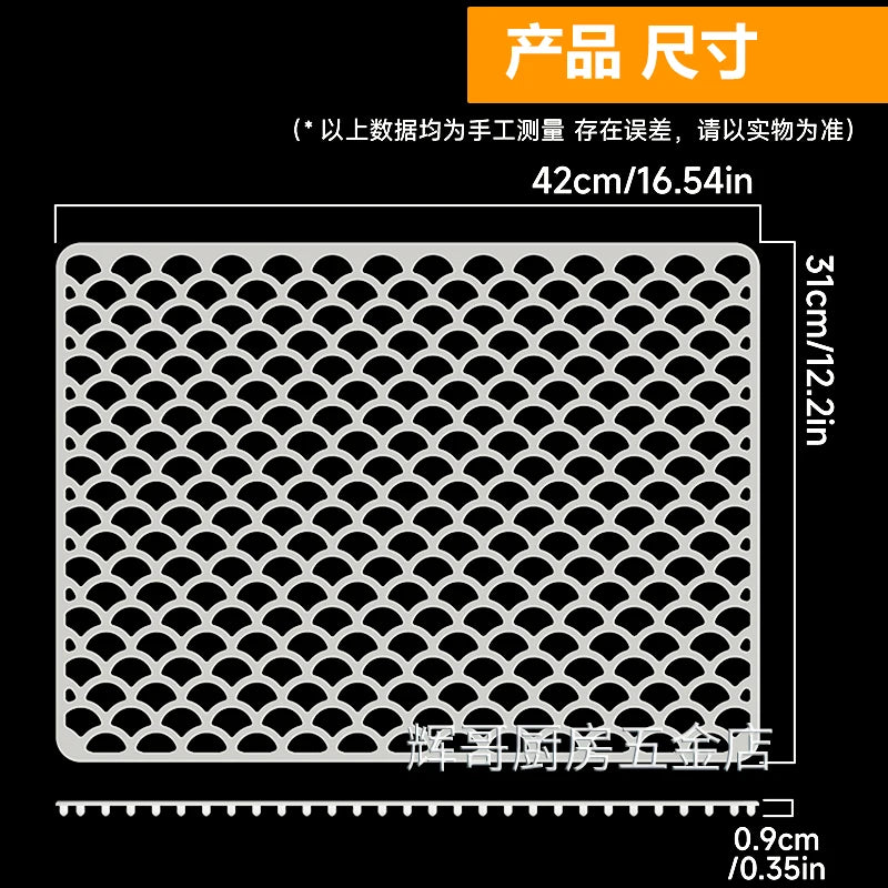 tapis protection silicone moderne gris perforations antidérapant cuisine vaisselle fond évier résistance chaleur