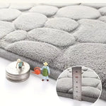 tapis bain gris clair texture galet moderne antidérapant polyester lavable