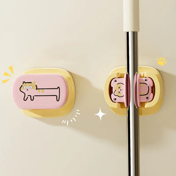 support mural adhésif chat motif moderne beige jaune rose outil nettoyage salle bain fixe
