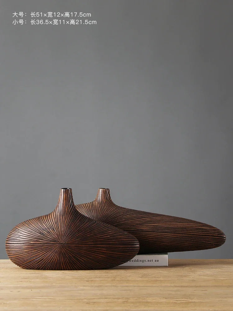 vase bois rayures modernes décoration sculpture décorative marron minimaliste
