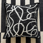 coussin moderne floral rayures beige noir blanc résistant polyester coton
