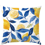 taies d'oreiller coton bleu citron modernes motif feuilles respectueux environnement pièces