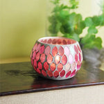 bougeoir mosaïque verre artisanal vert orange rouge blanc décoration maison table
