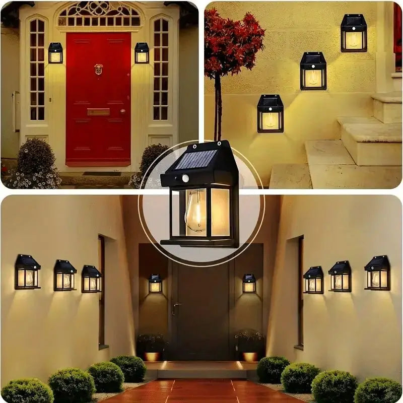 lampe solaire murale noire capteur mouvement transparent moderne panneau solaire ledextérieur jardin
