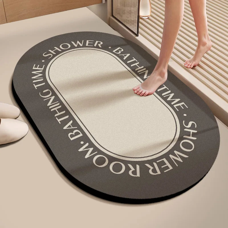 tapis bain super absorbant séchage rapide antidérapant beige clair gris foncé moderne minimaliste