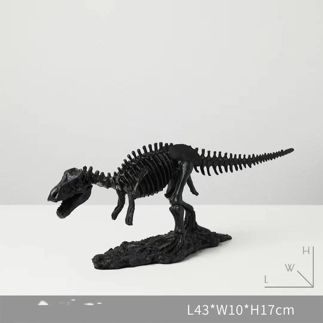 squelette dinosaure résine décor maison salle gris marron clair os roche tringle noire réaliste