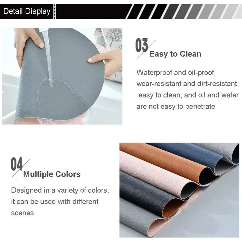 tapis table moderne cuir noir orange rose gris antidérapants résistants chaleur facile nettoyer